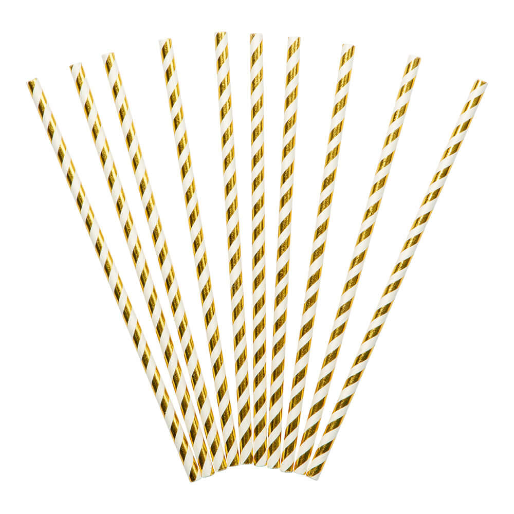 Pappersugrör Guld 10-pack
