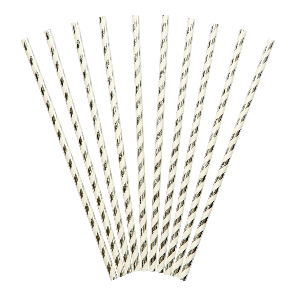 Pappersugrör Silver 10-pack