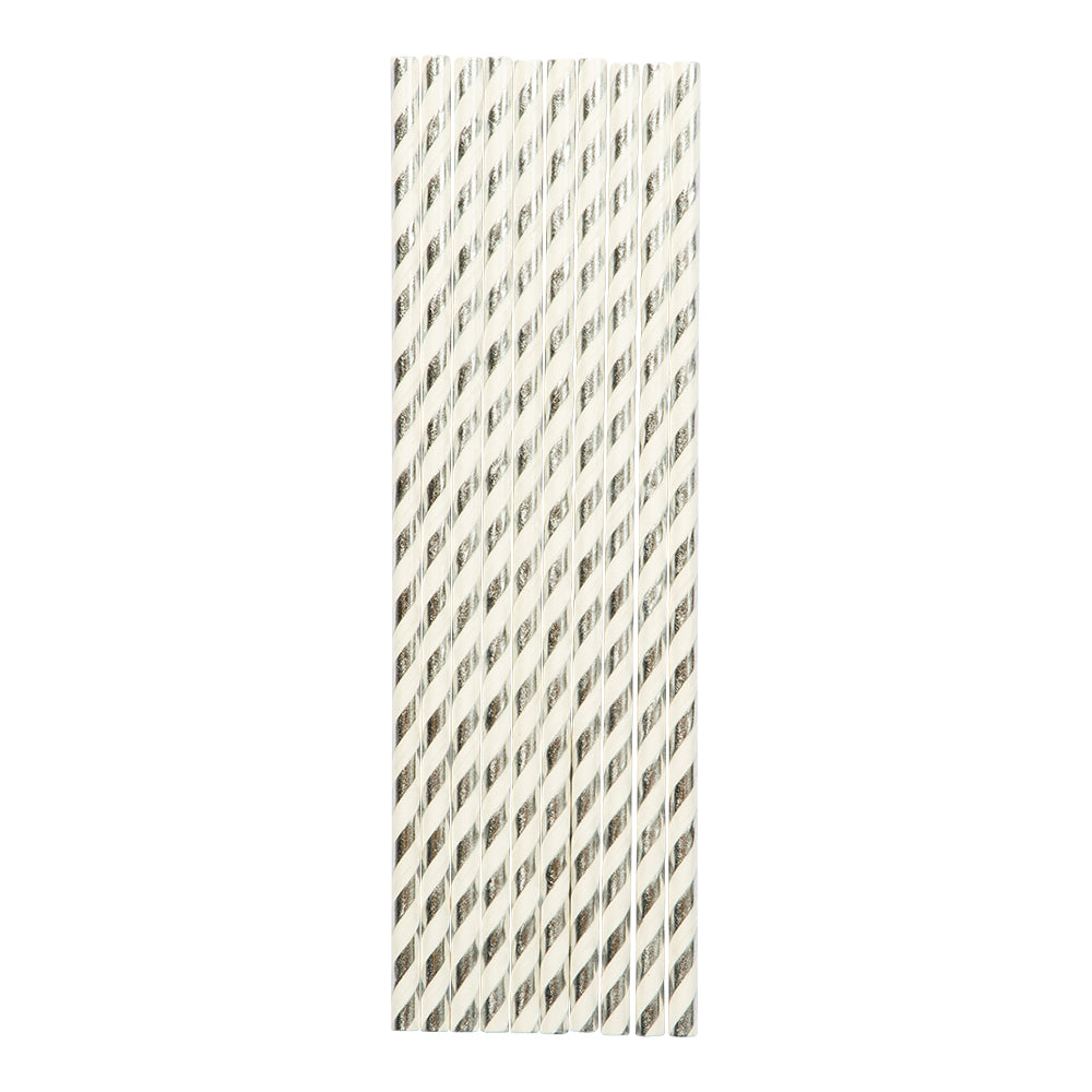 Pappersugrör Silver 10-pack