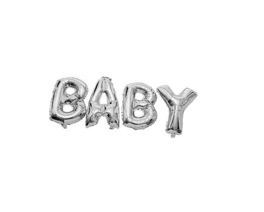 Bokstavsballonger Baby Silver 40 cm